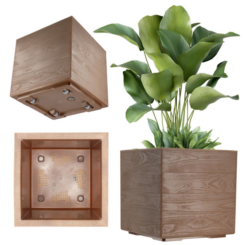 Doniczka KADAX Donica Na Kółkach Eko 40x40cm Ciemny Brąz 1szt.