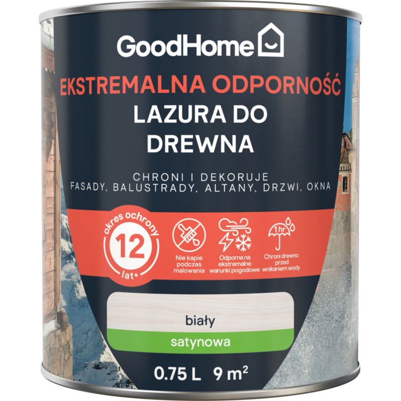 Lazura GoodHome 12 lat biała 0,75 l