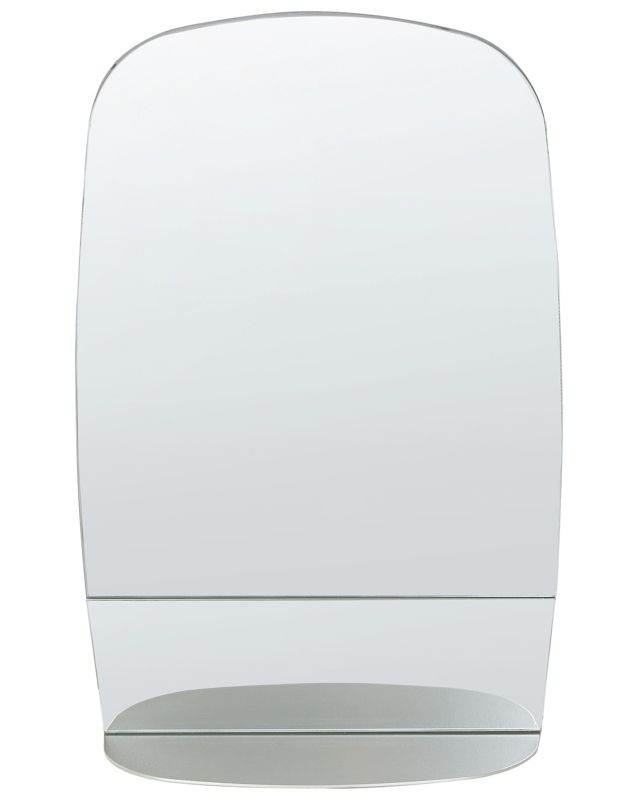 Lustro ścienne z półką Brannay 40 cm 60 cm Metal Srebrny 1 szt.