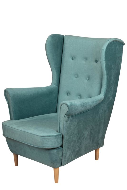 Skandynawski Fotel Uszak do salonu Bonni Floki Niebieski 1 szt.