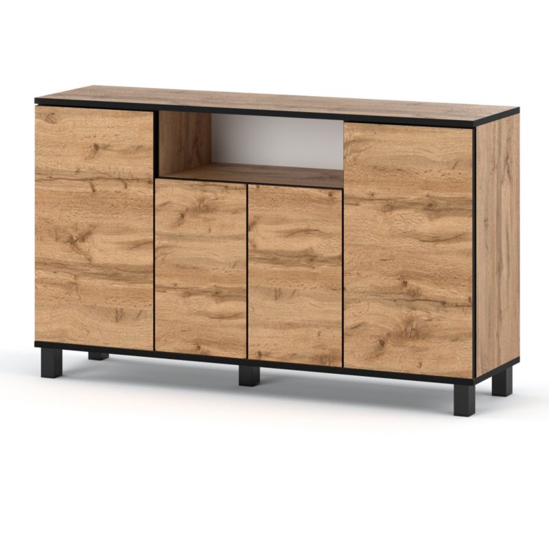 Komoda Hurtownia-Mebli 4 Drzwi Bruno 140cm Dąb Wotan Dąb Wotan 140x35x80 cm 1szt.