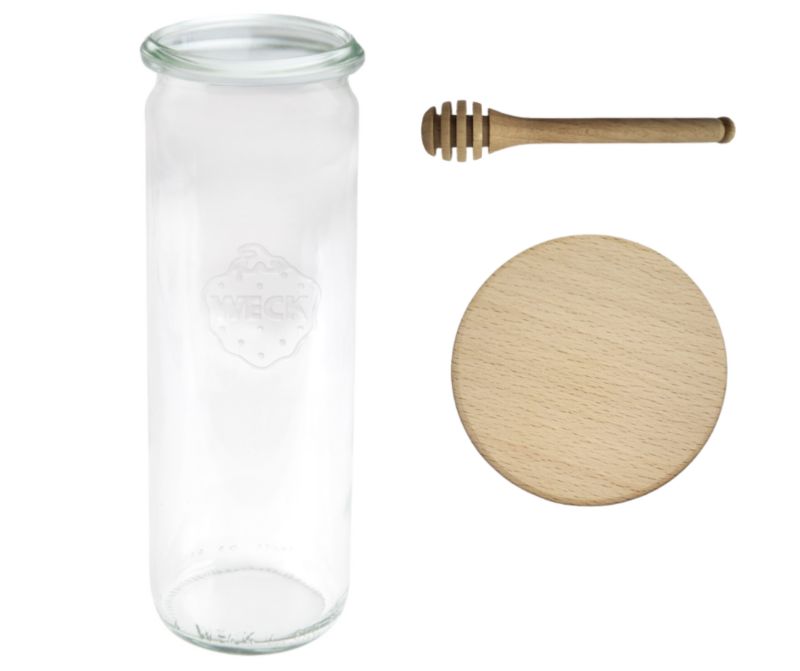 Słoik MODO24 Weck 600 ml fi 60 cylinder drewniane wieko nabierak 1 kpl.