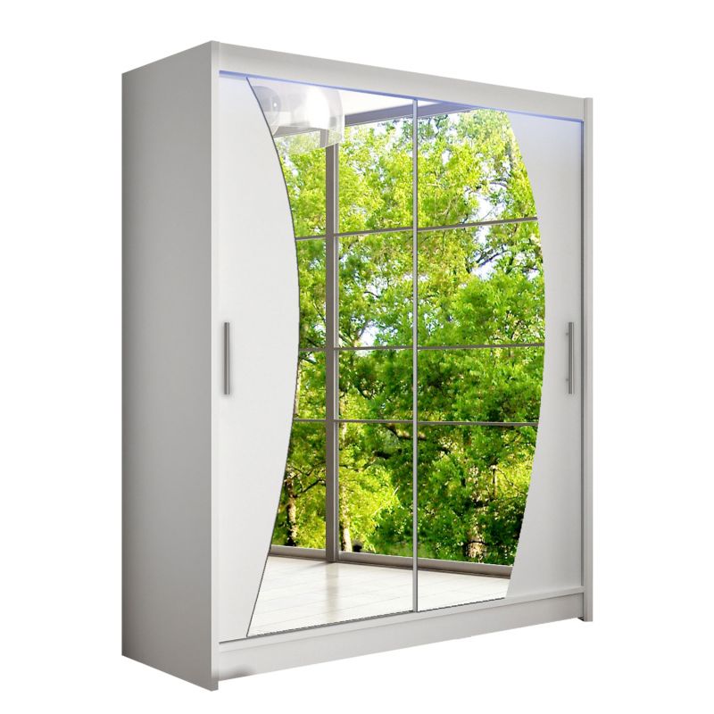 Szafa MIRJAN 24 z drzwiami przesuwnymi Presto X z oświetleniem RGB biały/lustro 1 szt.