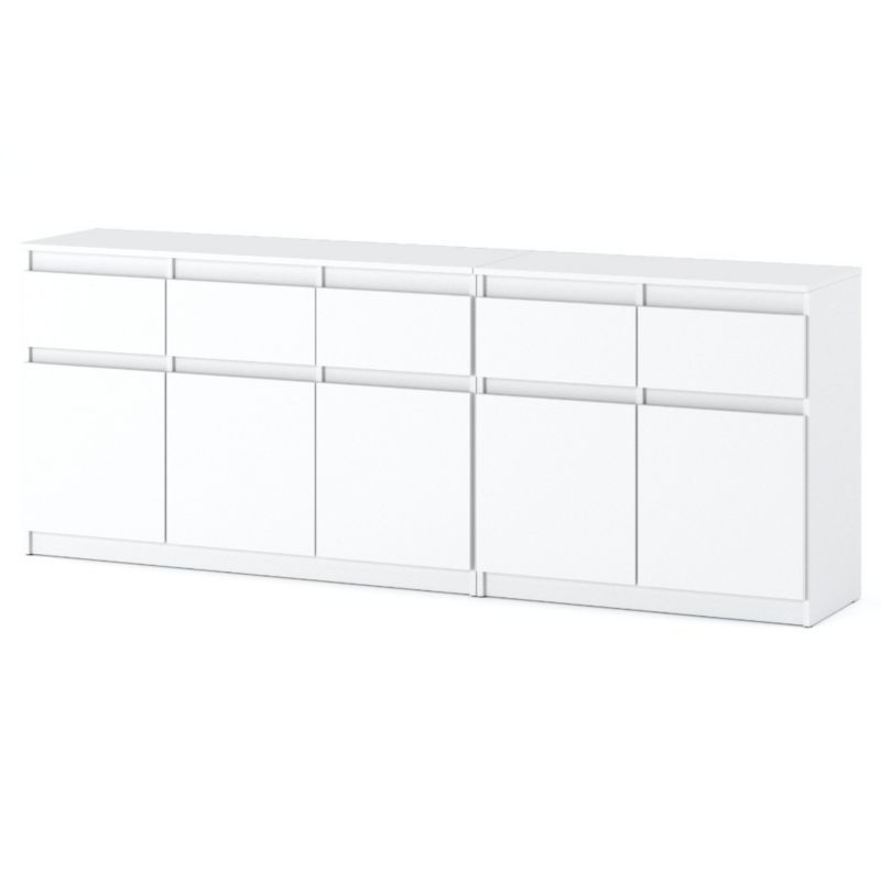 Komoda Hurtownia-Mebli Szuflady 5 Best Oleksa 200cm Biały Mat Biały Mat 200x35x75 cm 1szt.