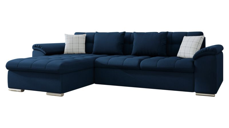 Narożnik z funkcją spania MIRJAN 24 Diana lewy ciemny szafir/niebieska kratka 1 szt.