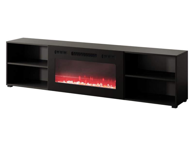 Szafka RTV z kominkiem MIRJAN 24 Polo 200 czarny połysk 1 szt.