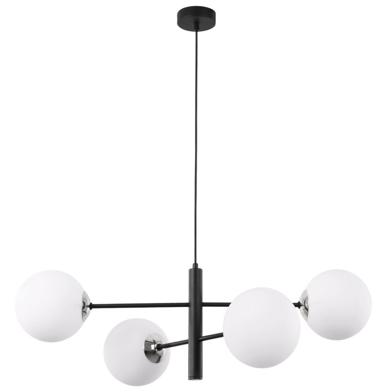 Lampa sufitowa wisząca Light Home LH Siena 4x E14 40W czarny/chrom klosz biały 1szt.