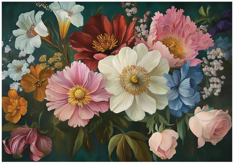 Fototapeta Kwiaty Na Czarnym Tle Do Sypialni WALLARENA 300x210 cm Tapeta Do Sypialni Salonu Na Flizelinie 1 szt.