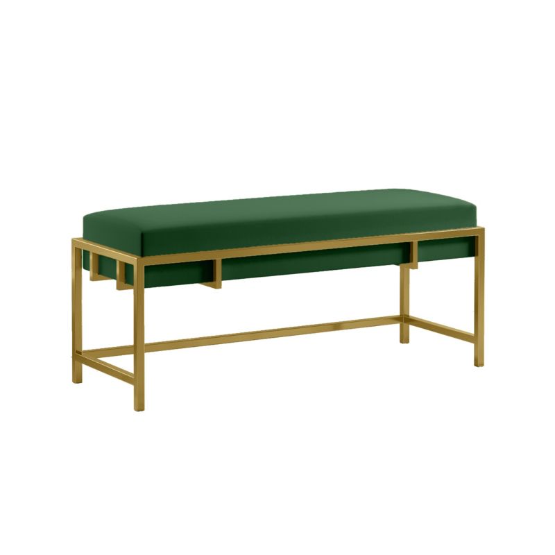 Ławka tapicerowana Bettso Lamo 100 cm nowoczesna w tkaninie royal velvet na złotym stelażu zielony 1szt.