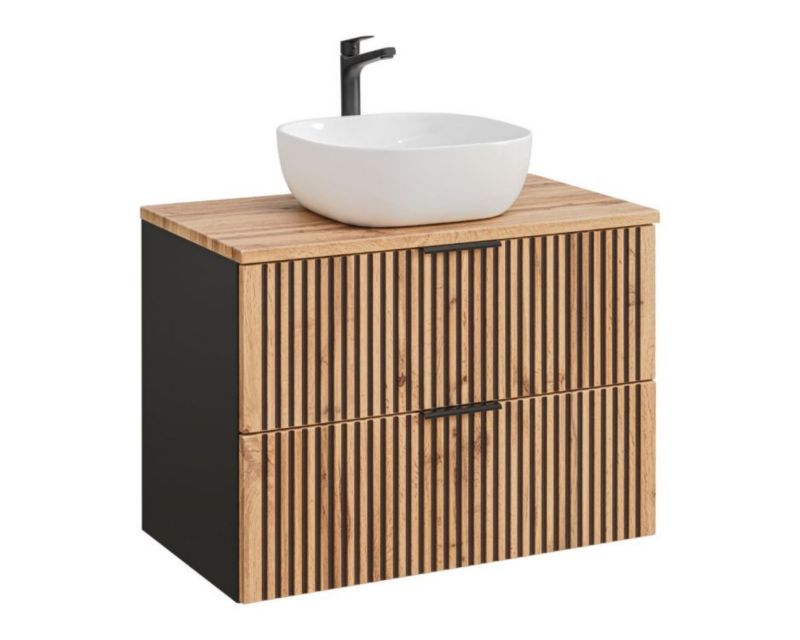 Szafka Comad pod umywalkę XILO BLACK WOTAN 82 80cm czarna/dąb 1 szt