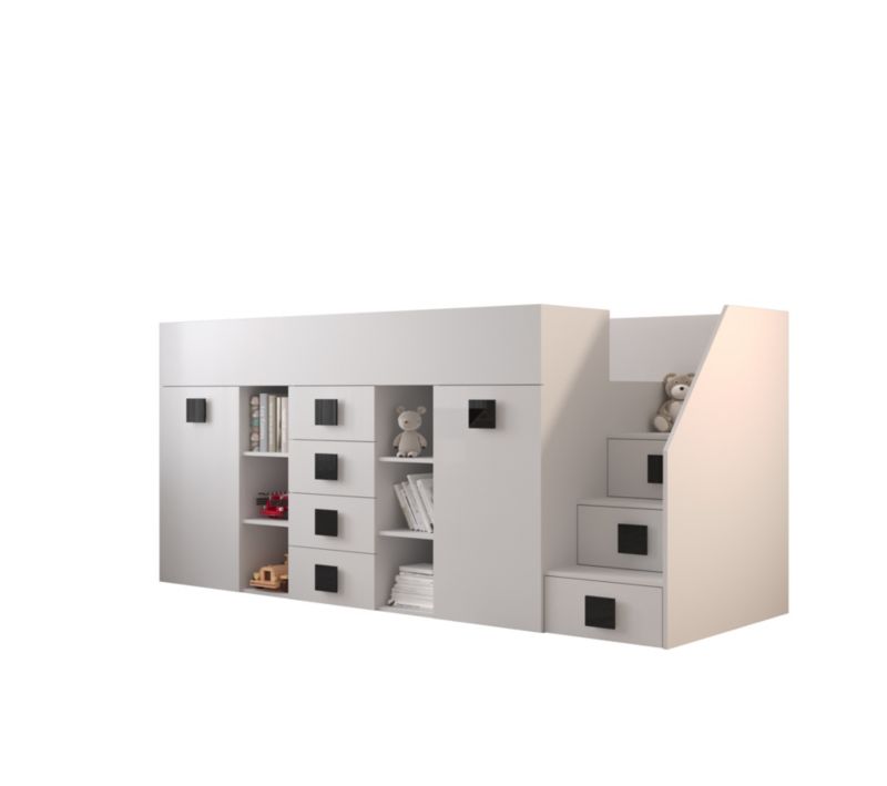 Łóżko piętrowe Antresola Abiks TOLEDO 3 P biały + biały + czarny 1 szt.