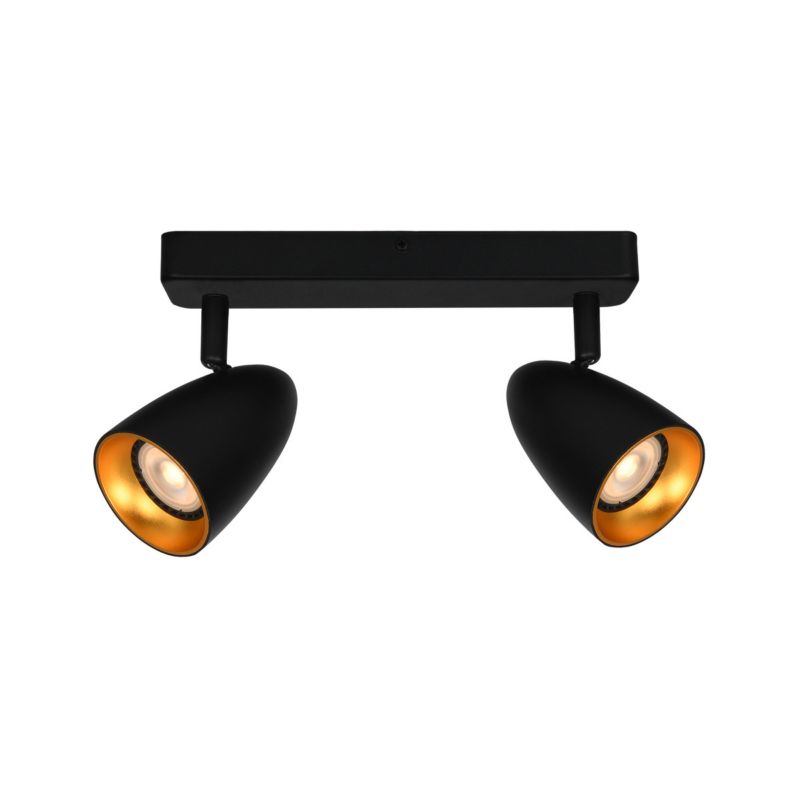 Lampa sufitowa Italux Tino czarno-złota Listwa z lampami 2 x GU10 x 10W wym: 14,1 x 24 x 7 cm - 1 szt.