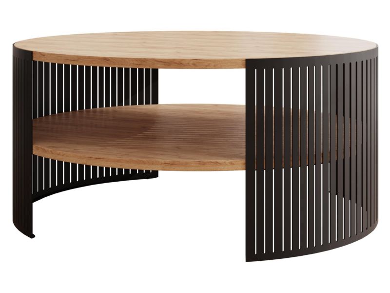 Stolik kawowy MIRJAN 24 Fikoli czarny/dąb craft złoty 1 szt.