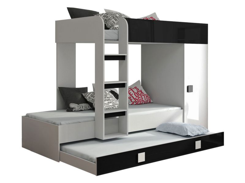 Łóżko piętrowe MIRJAN 24 Toledo 2 biały połysk + czarny połysk 1 kpl.