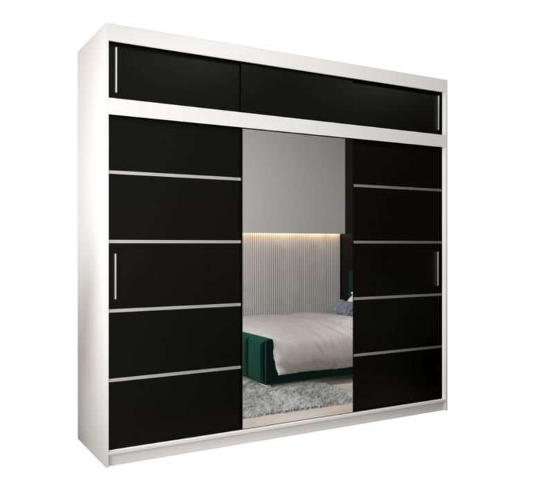 Szafa przesuwna Abiks Verona 2 250 biały + czarny z nadstawką 1 szt.