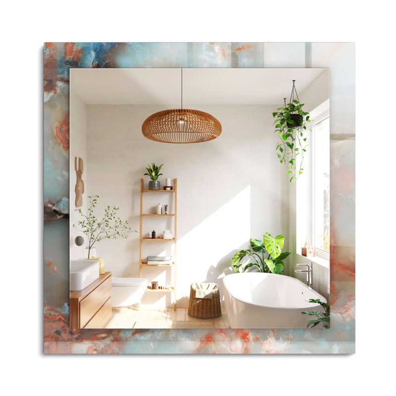 Lustro Kwadratowe z Nadrukiem ArtPrintCave 60x60 cm Abstrakcyjna kolorowa tekstura Ramka z Nadrukiem do Sypialni 1 szt.