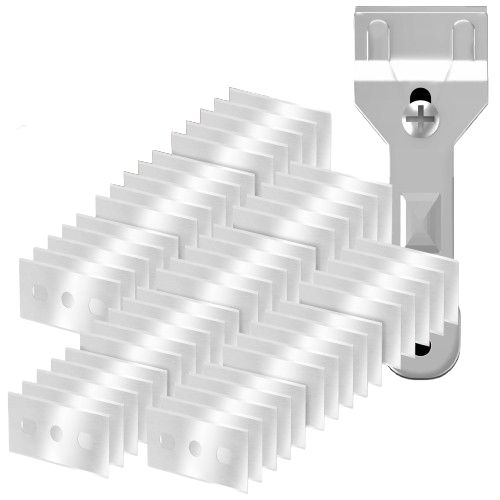 Skrobak do czyszczenia, Sillar, do płyt ceramicznych, indukcyjnych, szyb, stal nierdzewna, 50 ostrzy wymiennych, zestaw, 51szt