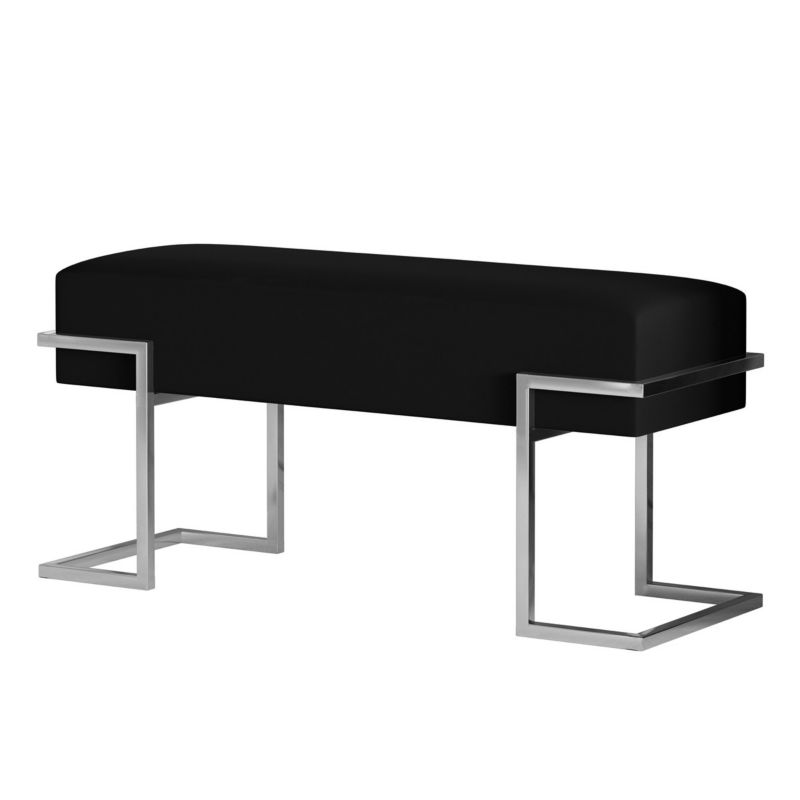 Ławka tapicerowana Bettso Cely 100 cm do przedpokoju na chromowanym stelażu czarny 1szt.