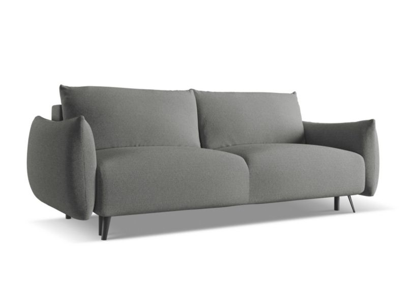 Kanapa 3-osobowa z funkcją spania LaMiaSofa GENOVA z tkaniny szenilowej 230x105 cm słoniowy 1 szt.