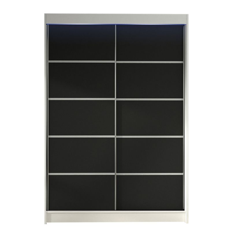 Szafa MIRJAN 24 z drzwiami przesuwnymi Lino IV z oświetleniem RGB biały/czarny 1 szt.