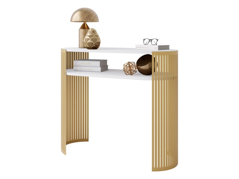 Konsola owalna MIRJAN 24 Fikoli złoty/biel arktyczna 1 szt.