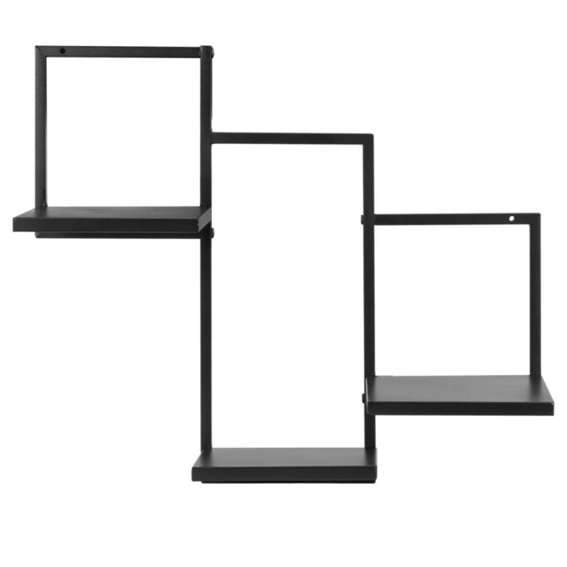 Półka ścienna, trzypoziomowa Springos 57,5x21x50 cm wisząca, do salonu, kuchni, czarna 1 szt.