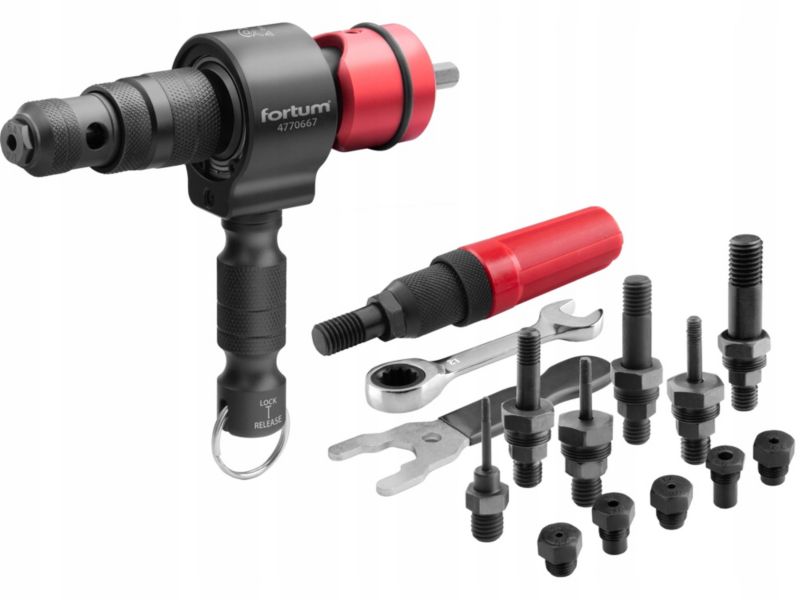 Nitownica adapter Fortum na wkrętarkę do nitonakrętek i nitów profesjonalna zestaw 1 sztuka