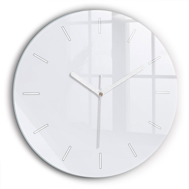 Zegar szklany białe wskazówki Wallfluent fi60 cm Biały 1 szt.