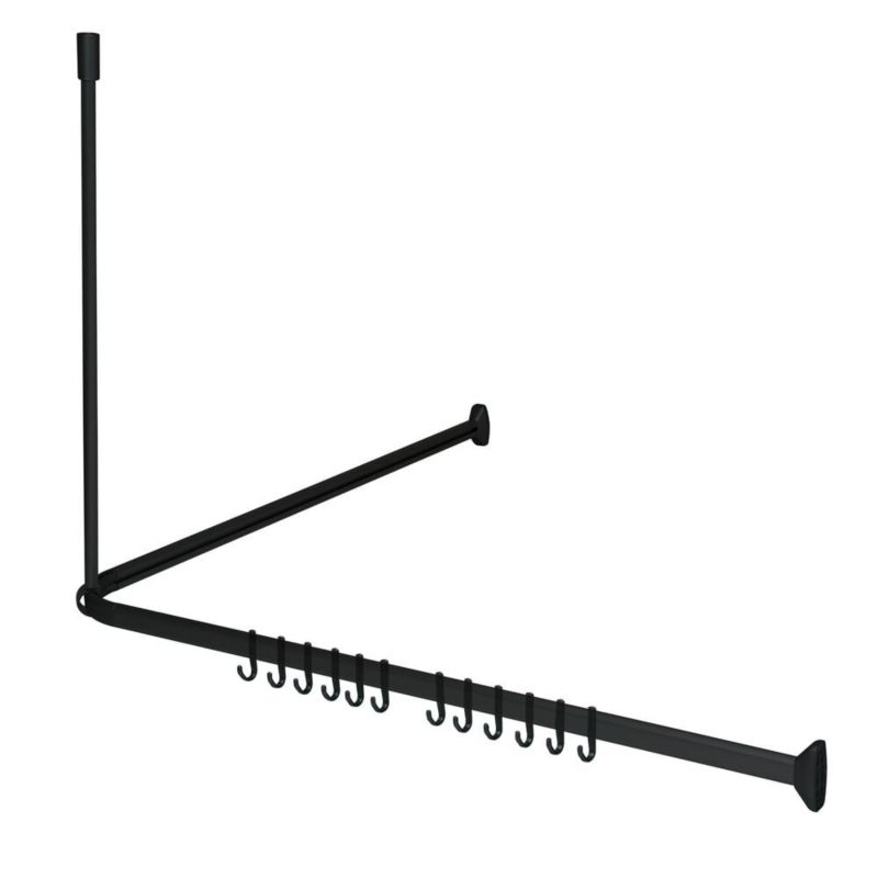 Drążek zasłony prysznicowej Sealskin Easy roll czarny 90cm z haczkami i wspornikiem 1 szt.