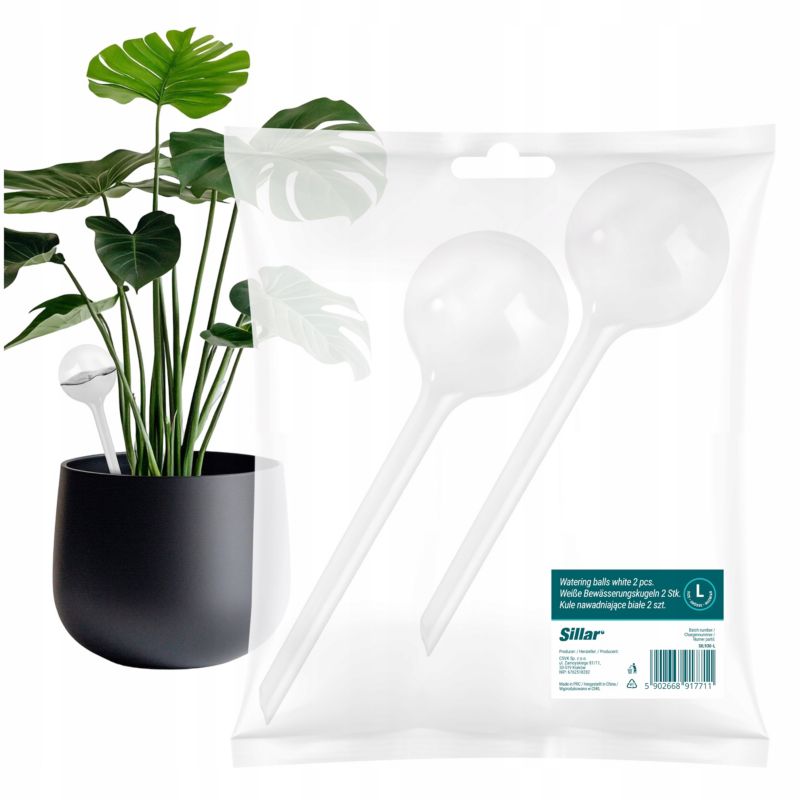 Nawadniacz, Sillar, kule nawadniające, do podlewania roślin, kwiatów, rozmiar L, 24cm, 250ml, biały, 2szt