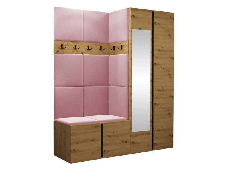 Garderoba MIRJAN 24 Orion XII dąb artisan/czarny + różowy 1 kpl.