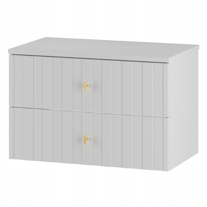 Szafka pod umywalkę Furnidea 80 cm biały mat z blatem złote uchwyty Elegante 1 szt.