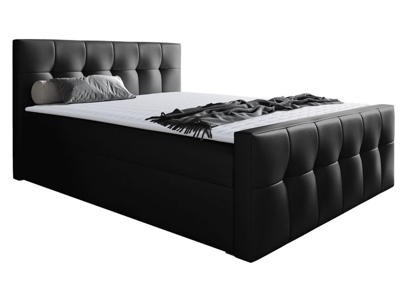 Łóżko kontynentalne MIRJAN 24 Malibu 200x200 czarna ekoskóra 1 szt.