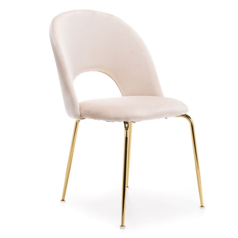 Krzesło Glamour MebleMWM KC-903-2 welur beż nogi złote 1 szt.