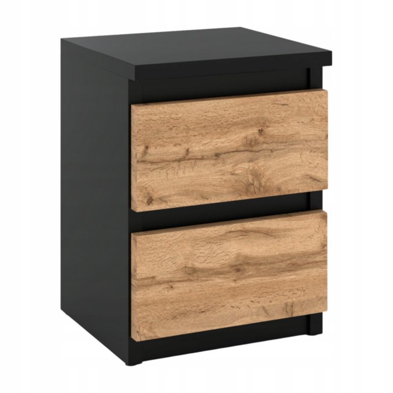 Szafka Nocna Stiv-Meble 2 Szuflady 30 Cm Czarny Mat Dąb Wotan 30X30X40 Cm 1Szt.