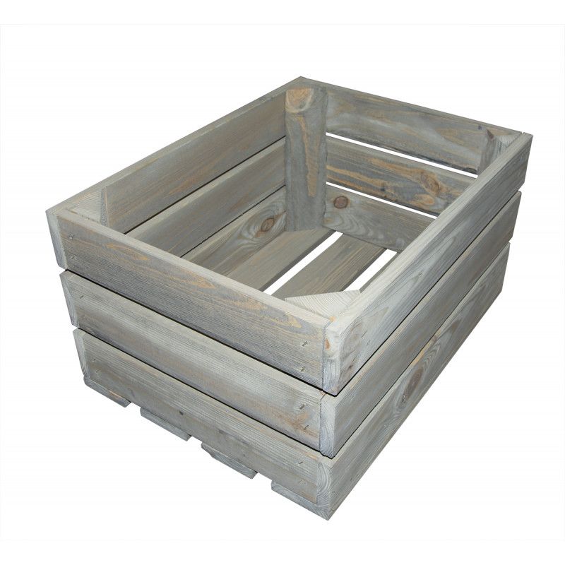 Drewniana skrzynka 4iQ Group 40x30x21cm szara 1szt.