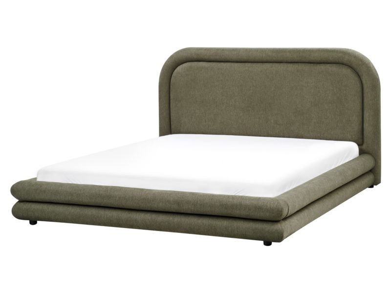 Łóżko Len syntetyczny Lavardens 160 x 200 cm Ciemnozielony 1 szt.