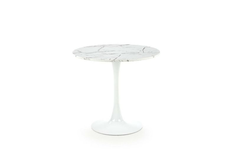 Stół okrągły do jadalni Verden INTESI biały marmur nowoczesny na jednej nodze 80 cm 1 szt.