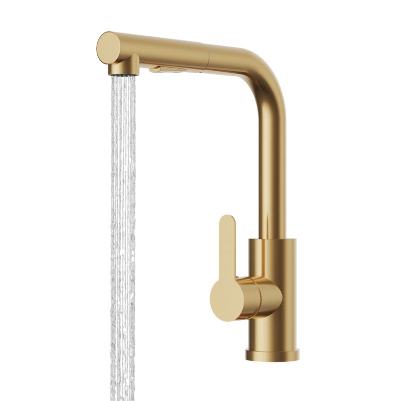 Bateria Kuchenna Z Wyciąganą Wylewką 2 Strumienie Granitan Ebro Złota 1 szt.