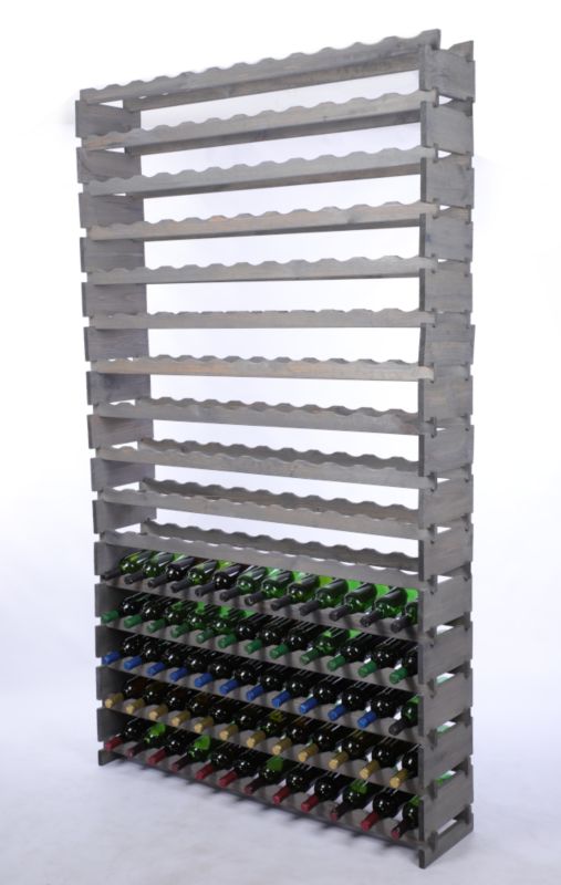 Stojak na wino MODO24 regał modułowy na butelki 16 leżni x 12 butelek montaż bez narzędzi impregnacja szara 1 szt.