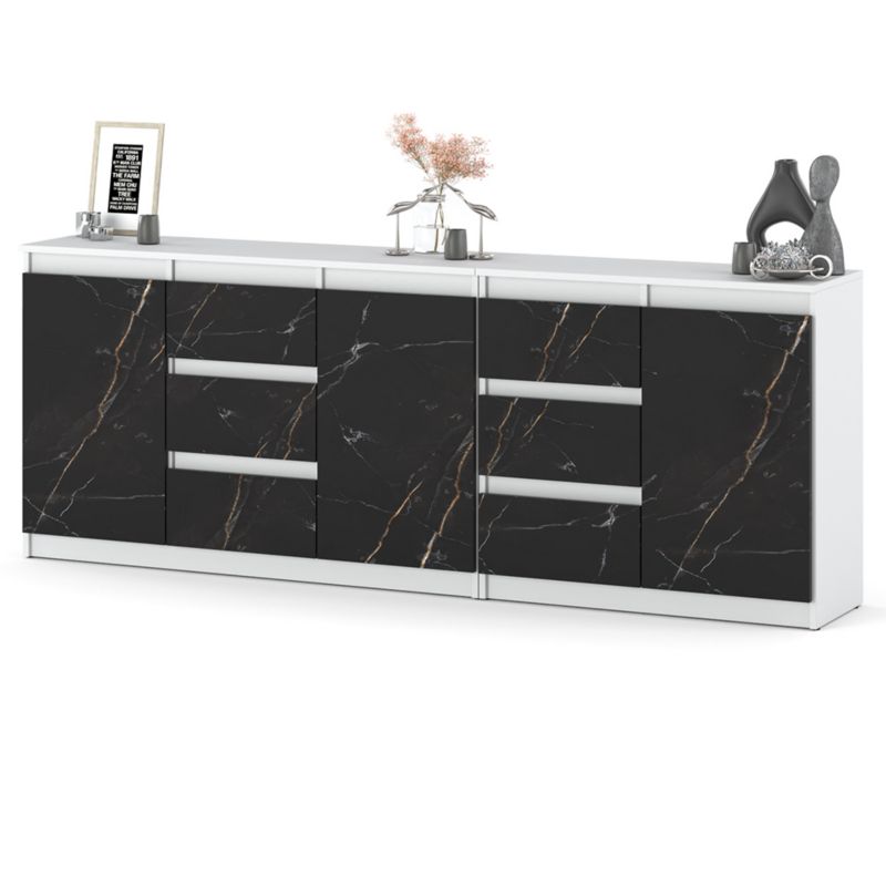 Komoda Hurtownia-Mebli Szuflady 6 Best Agnes 200cm Biały Mat San Sebastian 200x35x75 cm 1szt.