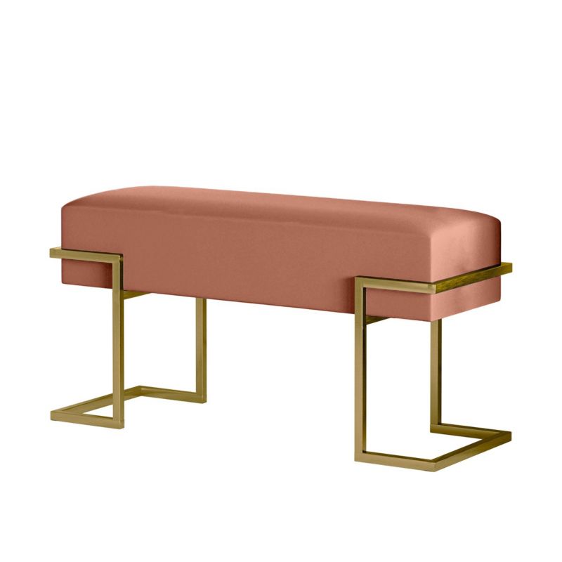Ławka tapicerowana Bettso Cely 100 cm do przedpokoju na złotym stelażu różowy 1szt.