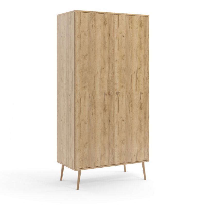 Szafa dwudrzwiowa Bettso Ikon ze sznurkowymi uchwytami i drążkiem w stylu skandynawskim dąb craft 1szt.