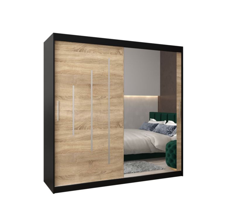 Szafa przesuwna Garderoba Abiks YORK 2 200 czarny/sonoma 1 szt.