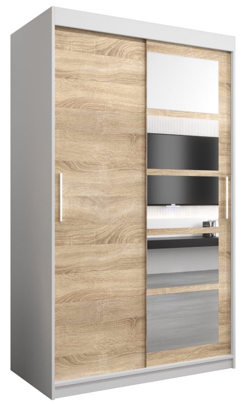 Szafa przesuwna Abiks ROMA 1 120 biały mat + sonoma 1 szt.