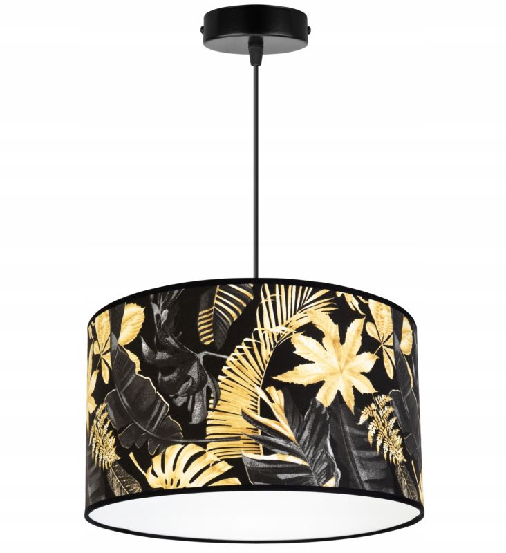Lampa sufitowa wisząca Light Home LH Gold Flowers 1x E27 60W abażur kwiaty 35cm czarny/złoty 1szt.
