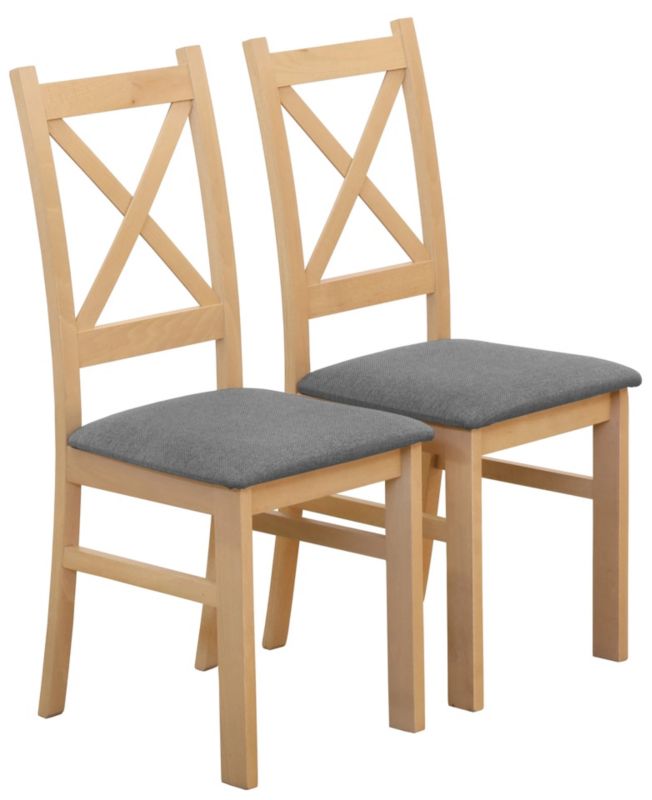 Zestaw Bonni 2x Krzesło tapicerowane do jadalni Dąb Artisan/Szary 1 kpl.