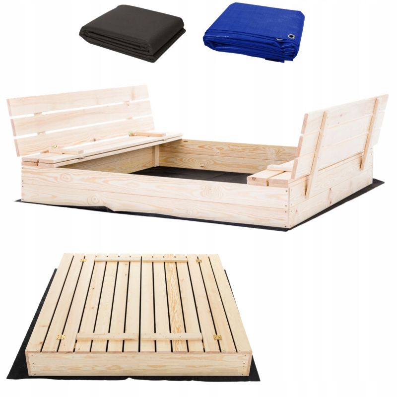 Piaskownica z Ławkami SunWood 140x140cm Drewniana 1 szt.