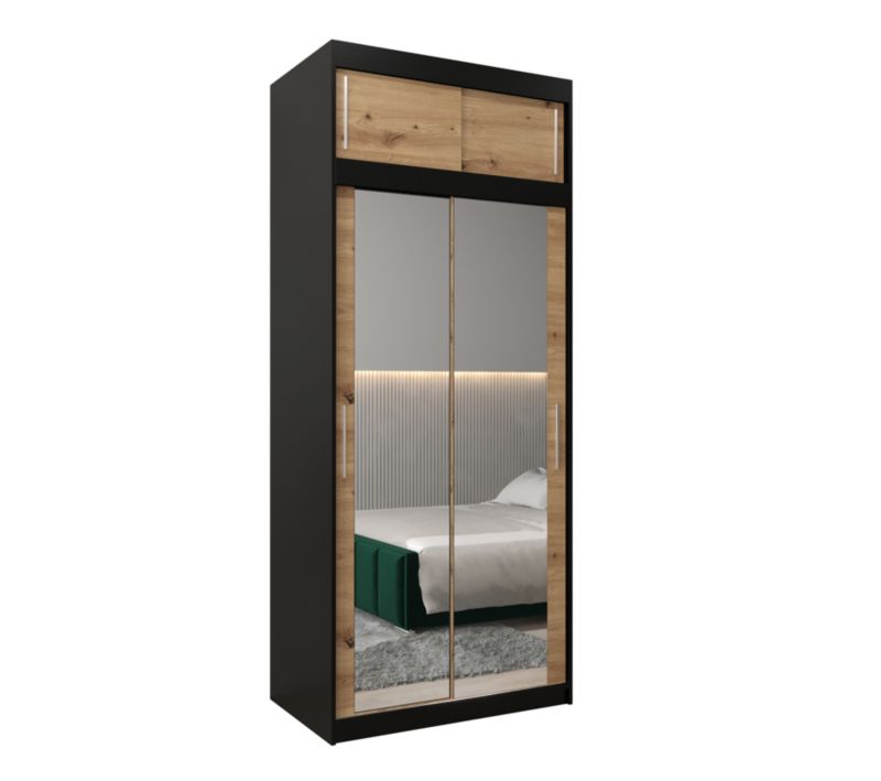 Szafa przesuwna Garderoba Abiks Tokyo 3 100 czarny + artisan z nadstawką 1 szt.