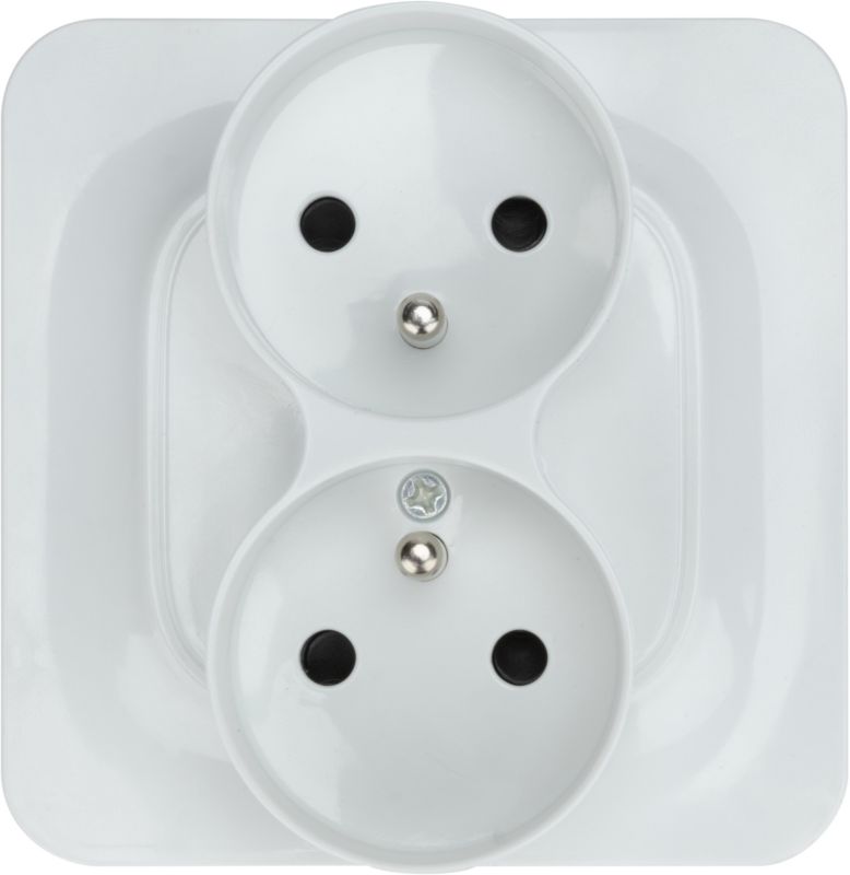 Gniazdo podwójne Jacobsen Kennet z uziemieniem białe